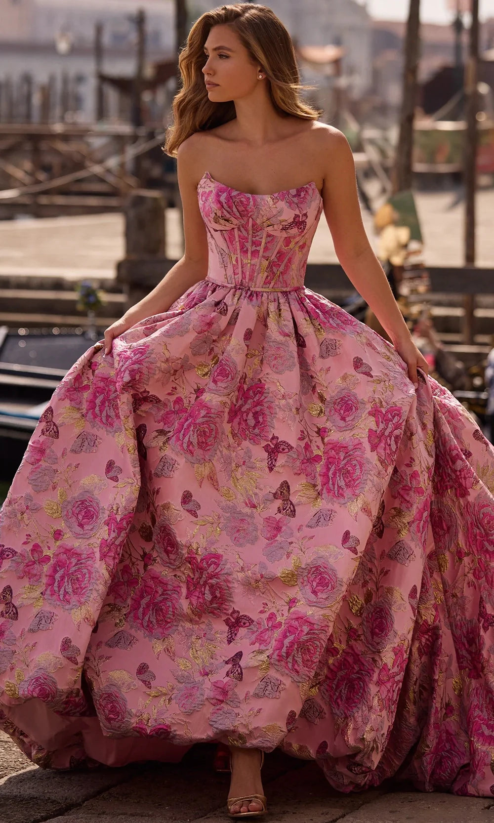 Sherri Hill 57714 - Leaf Applique Ballgown