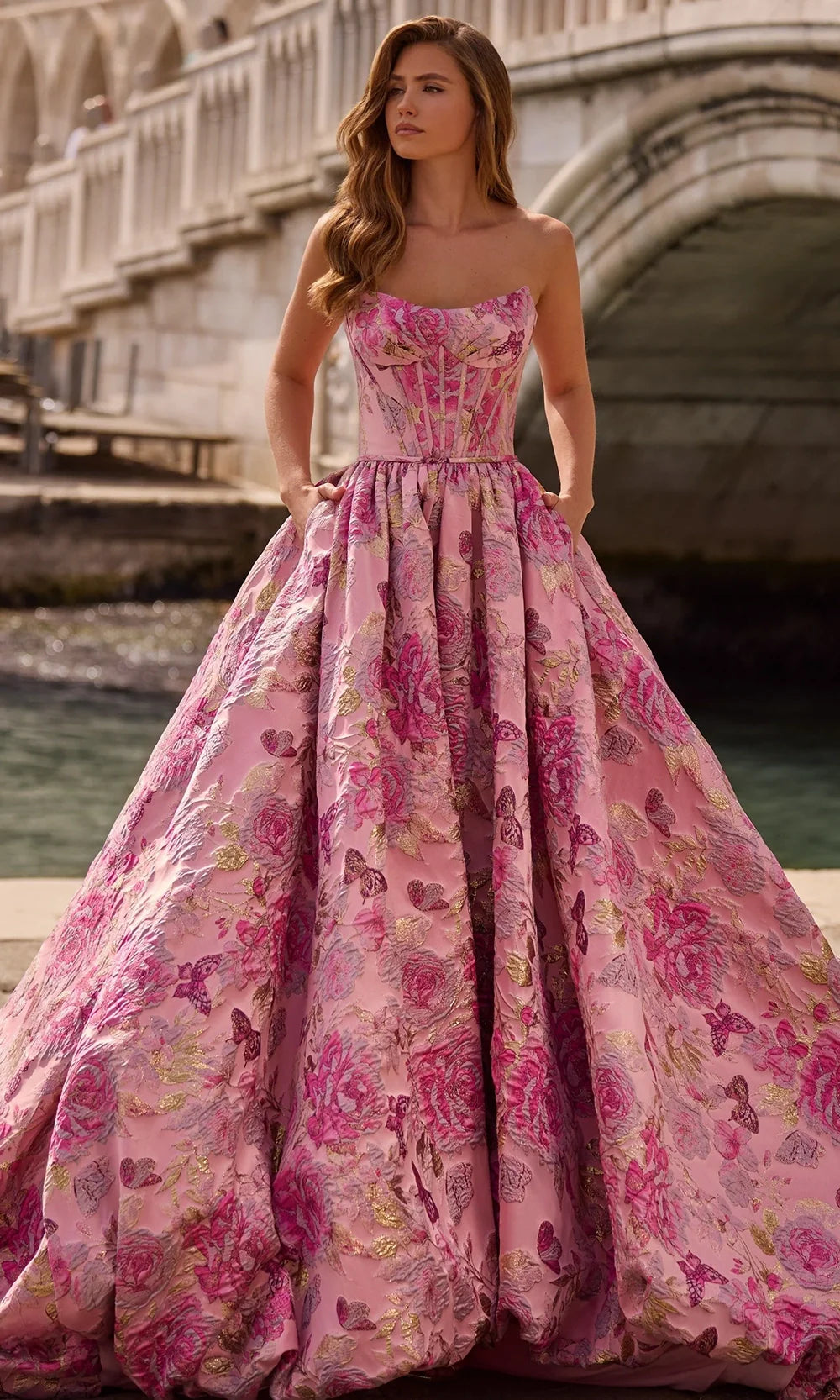 Sherri Hill 57714 - Leaf Applique Ballgown