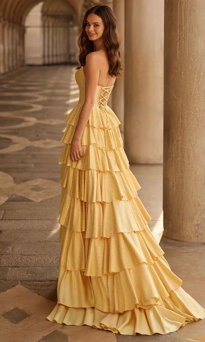 Sherri Hill 57567 - Lace-Up Back Ruffle A-Line Gown Formal Gowns
