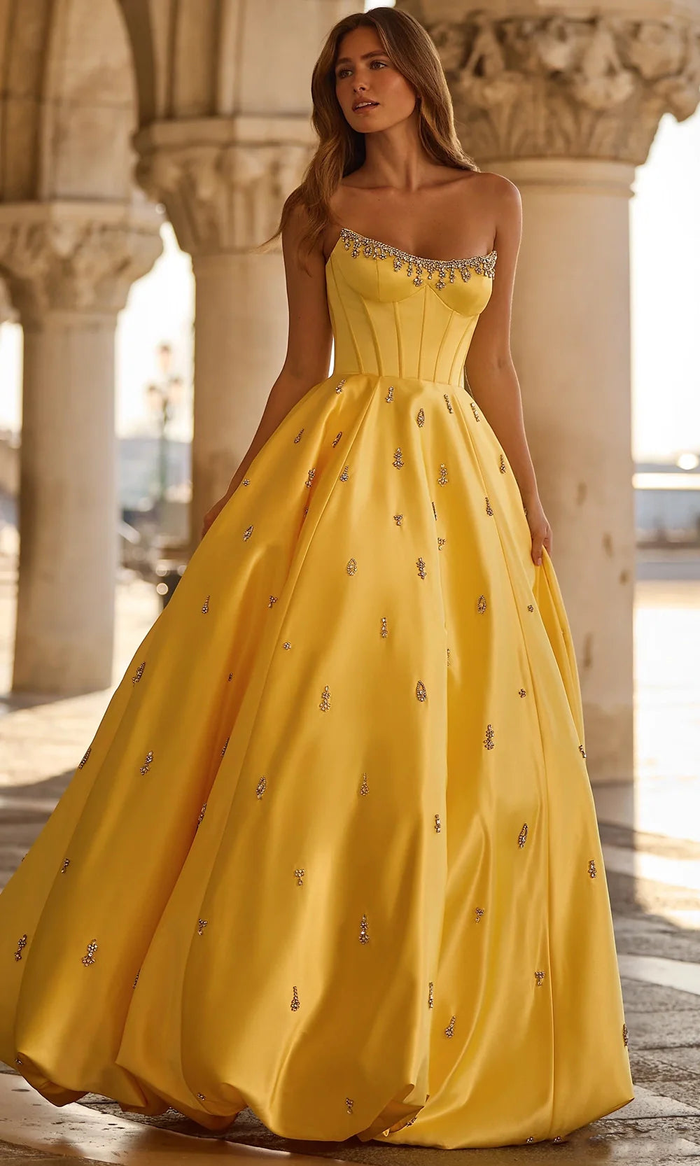 Sherri Hill 57575 - Scoop Neckline Rhinestone Ornate Ballgown Prom Dresses