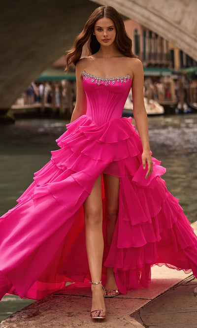 Sherri Hill 57581 - Beaded Trim Scoop Ruffle Ballgown Ball Gowns