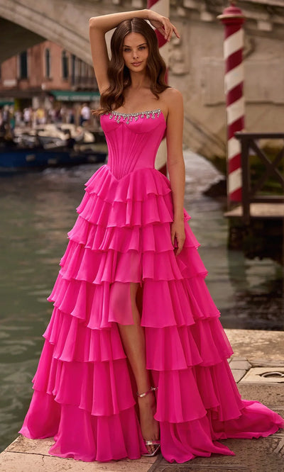 Sherri Hill 57581 - Beaded Trim Scoop Ruffle Ballgown Ball Gowns