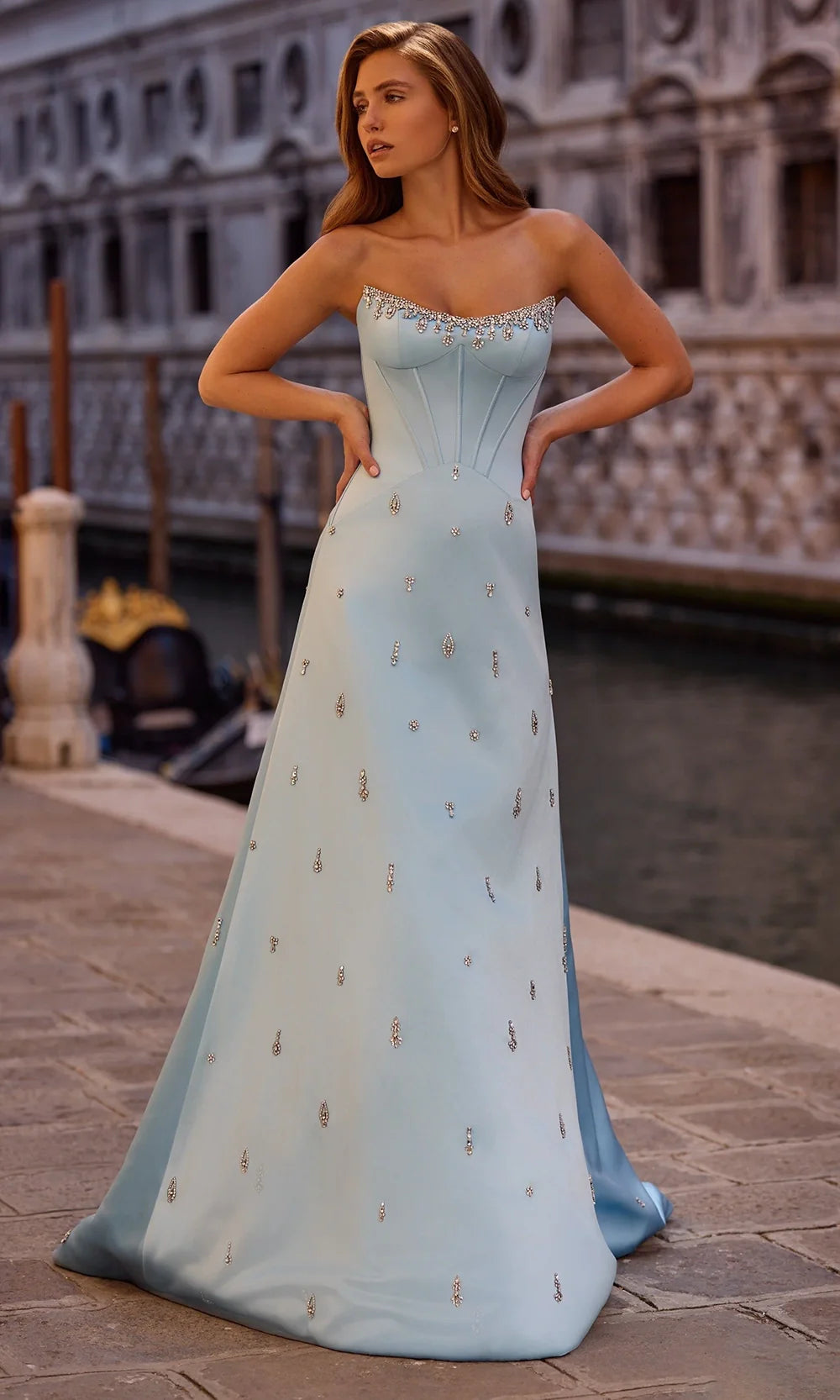 Sherri Hill 57584 - Scoop Neckline Crystal Beaded Long Dress Prom Dresses