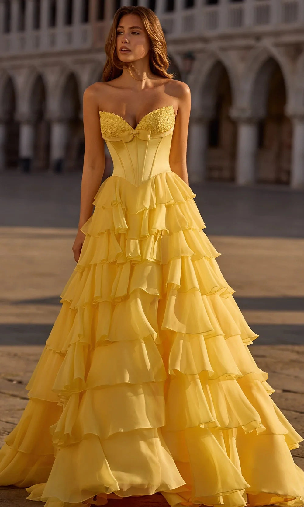 Sherri Hill 57586 - Sweetheart Lace Corset Ruffle Gown Ball Gowns