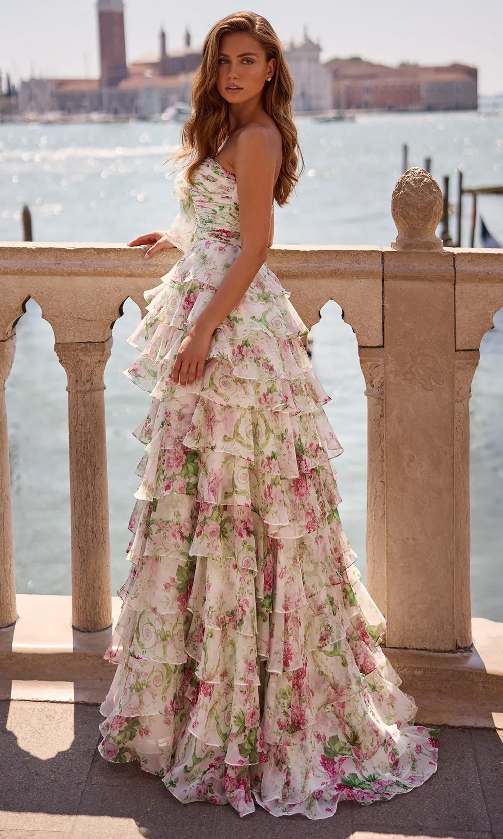 Sherri Hill 57614 - Floral Tiered Ruffle Evening Gown Prom Dresses