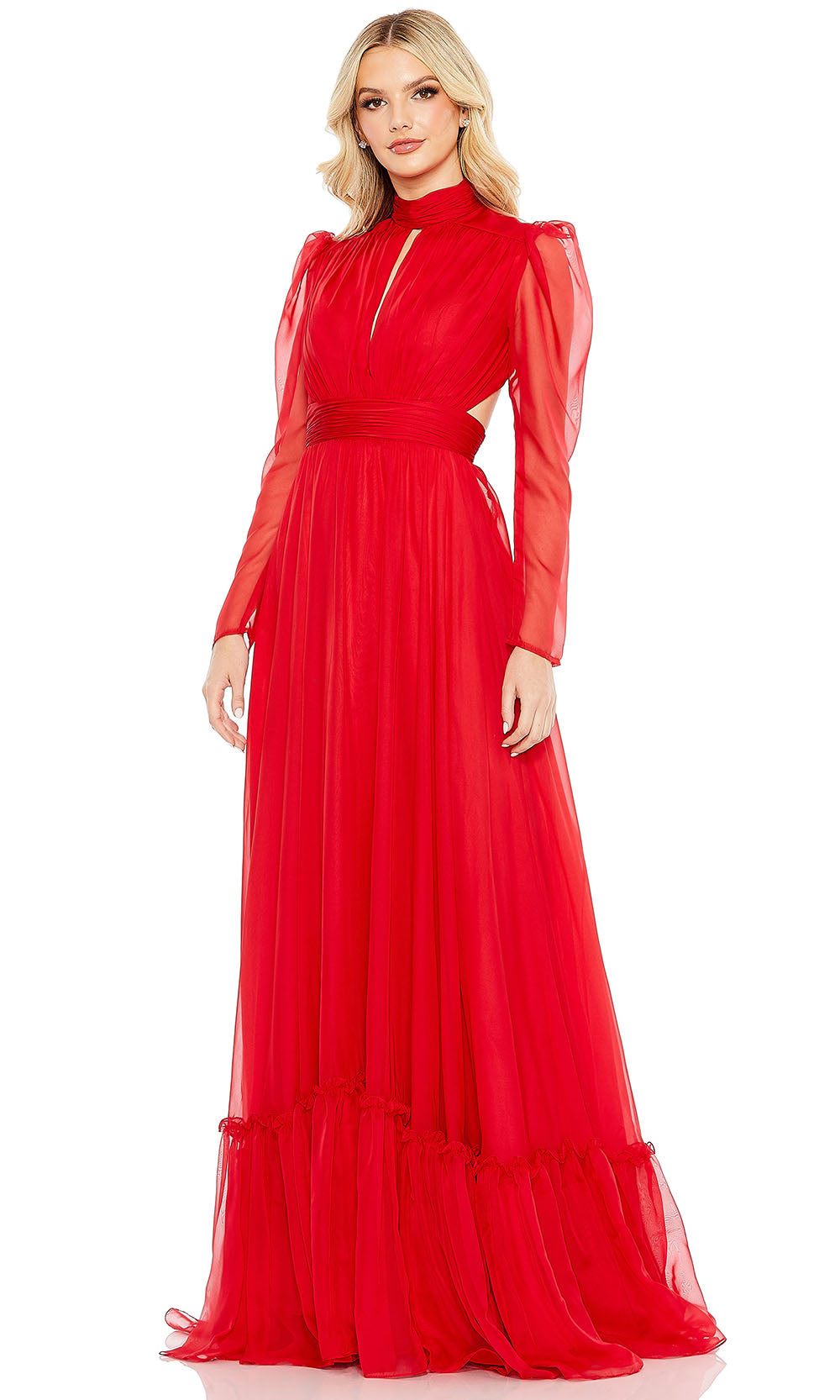 Mac Duggal 68400 - Long Sleeve High Neck Long Dress Special Occasion Dresses 0 /Red