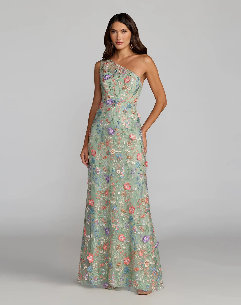 Mac Duggal 68606 - One Shoulder Floral Evening Gown