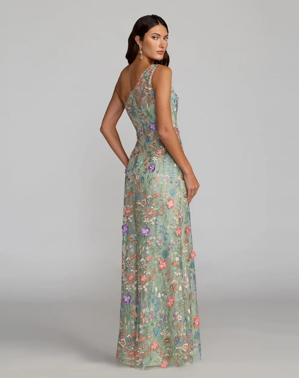 Mac Duggal 68606 - One Shoulder Floral Evening Gown