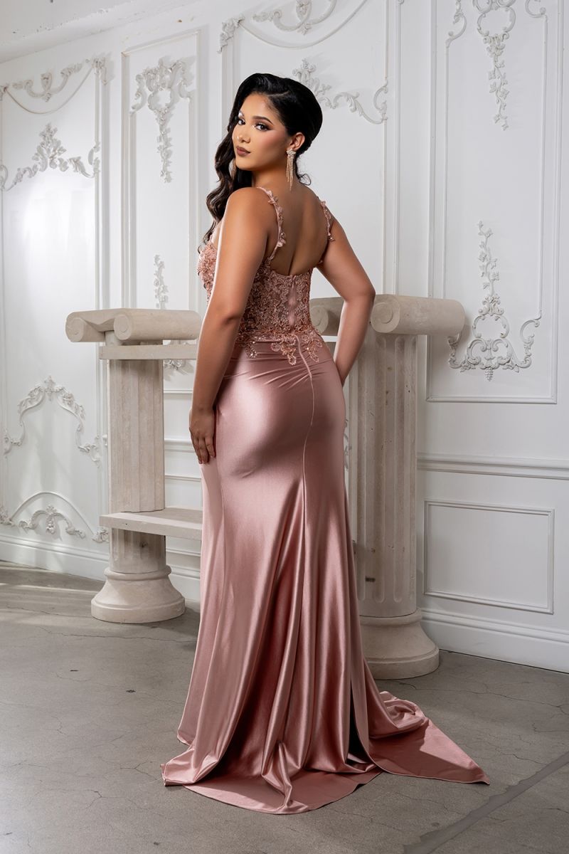 May Queen MQ2145 - Scoop Neck Embellished Sheath Gown