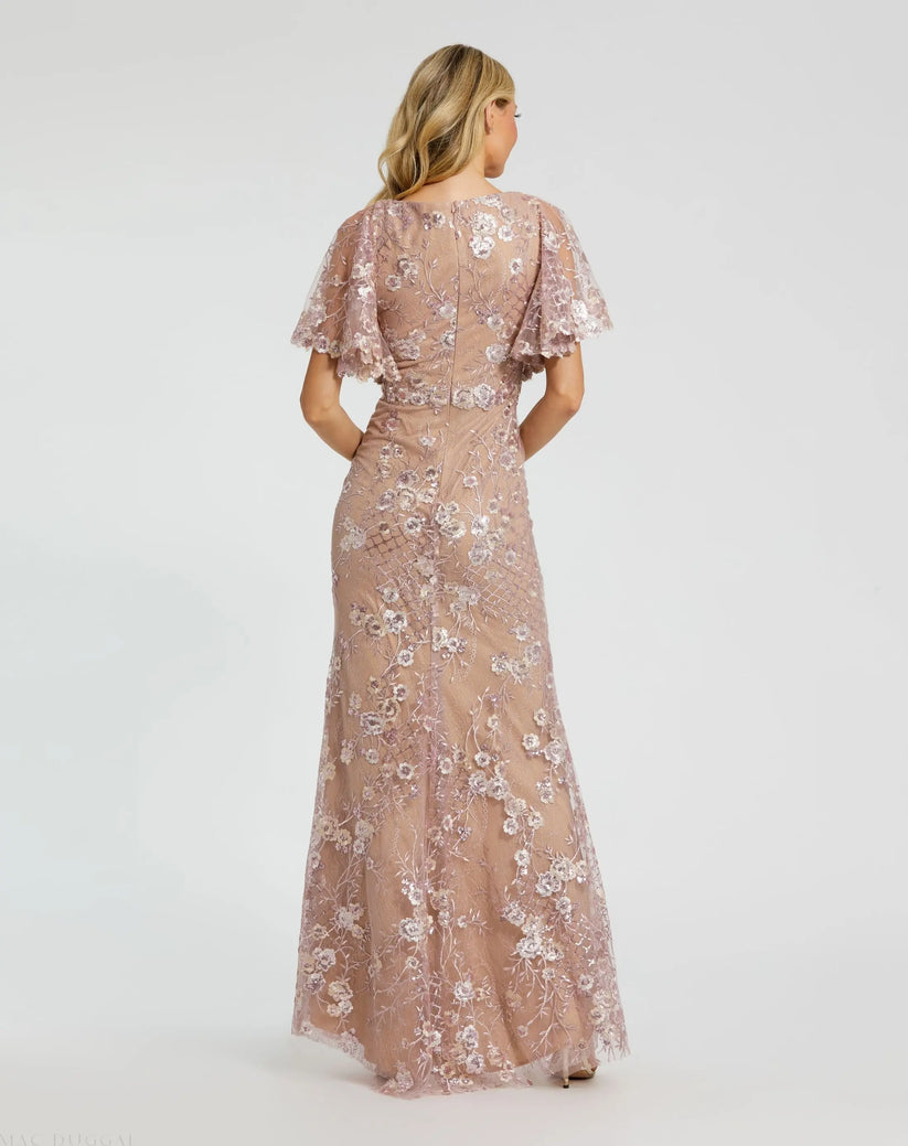 mac duggal all over sequin floral embroidered maxi dress Women's Embellished One Shoulder Gown fitting sheath silhouette that elongates the body Mac Duggal Plus Size Embellished
