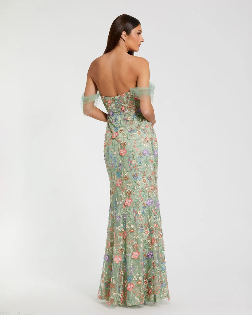 Ieena Duggal 68809 - Sweetheart Floral Lace Evening Dress Prom Dresses in Green and Multi