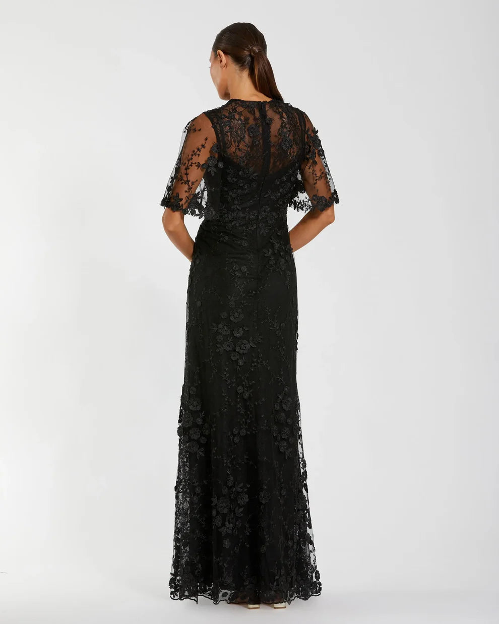 Mac Duggal 68810 - Floral Lace Gown with High Neckline