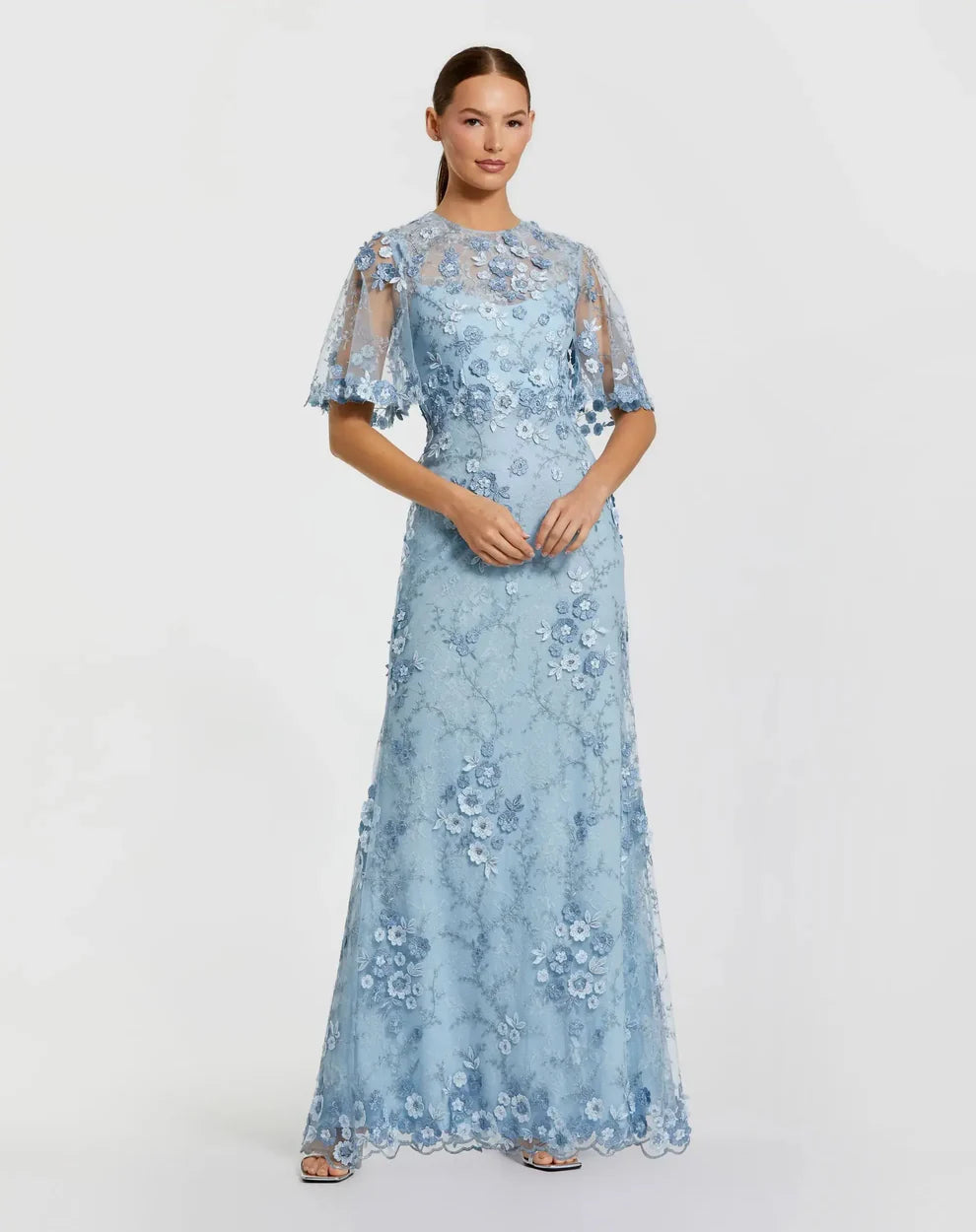Mac Duggal 68810 - Floral Lace Gown with High Neckline
