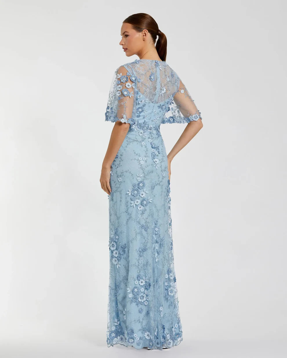 Mac Duggal 68810 - Floral Lace Gown with High Neckline