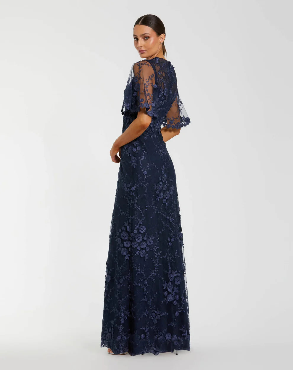 Mac Duggal 68810 - Floral Lace Gown with High Neckline