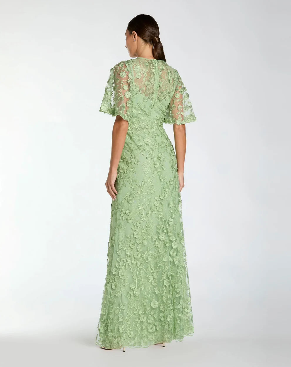Mac Duggal 68810 - Floral Lace Gown with High Neckline