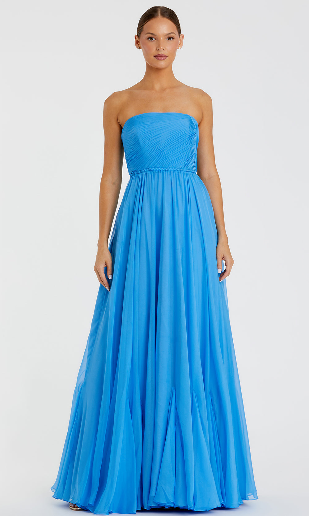 Mac Duggal 68847 - Braided Waist Strapless Flowy Gown Prom Dresses in Blue