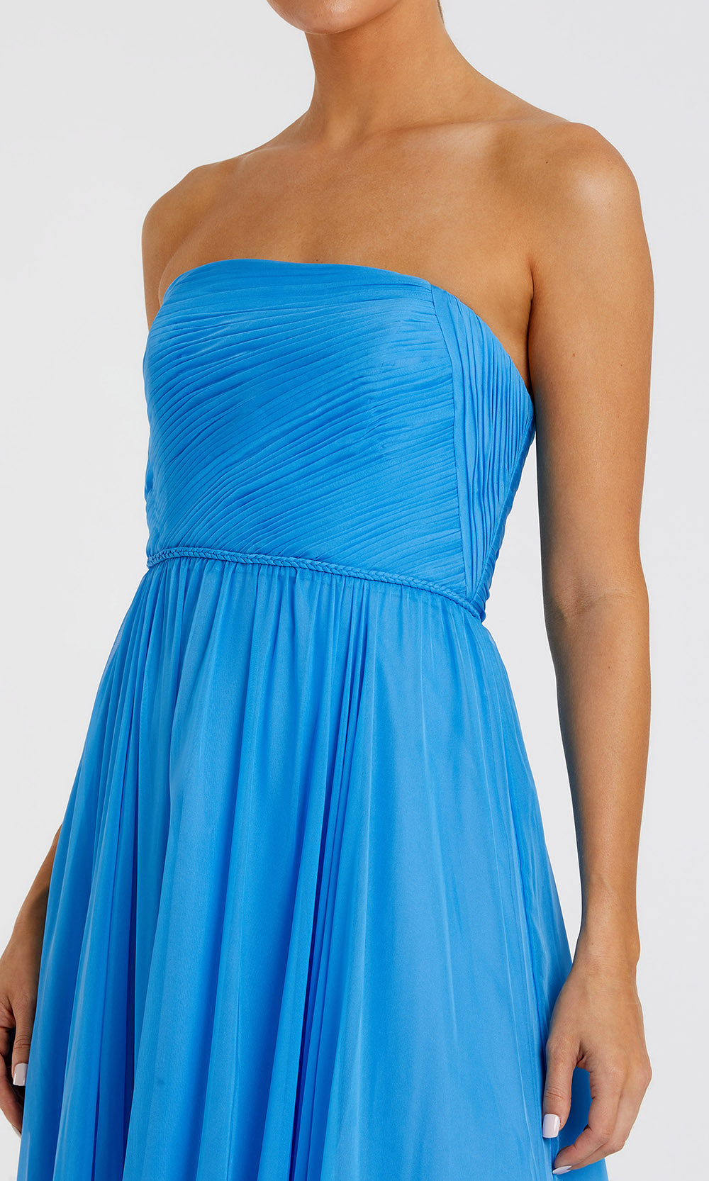 Mac Duggal 68847 - Braided Waist Strapless Flowy Gown Prom Dresses in Blue