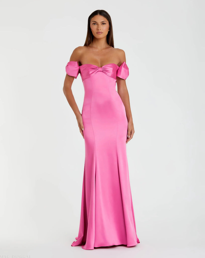 Mac Duggal 68875 - Satin Sweetheart Neck Dress with Bow Detail Prom Dresses in Pink