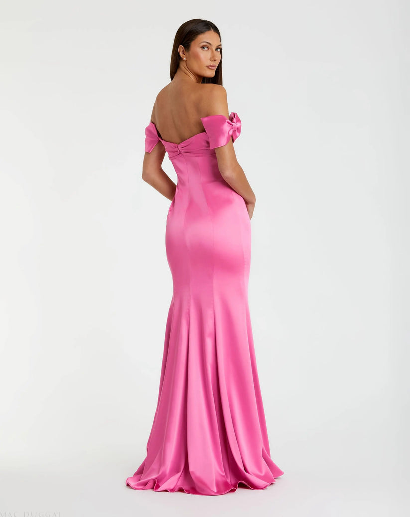 Mac Duggal 68875 - Satin Sweetheart Neck Dress with Bow Detail Prom Dresses in Pink