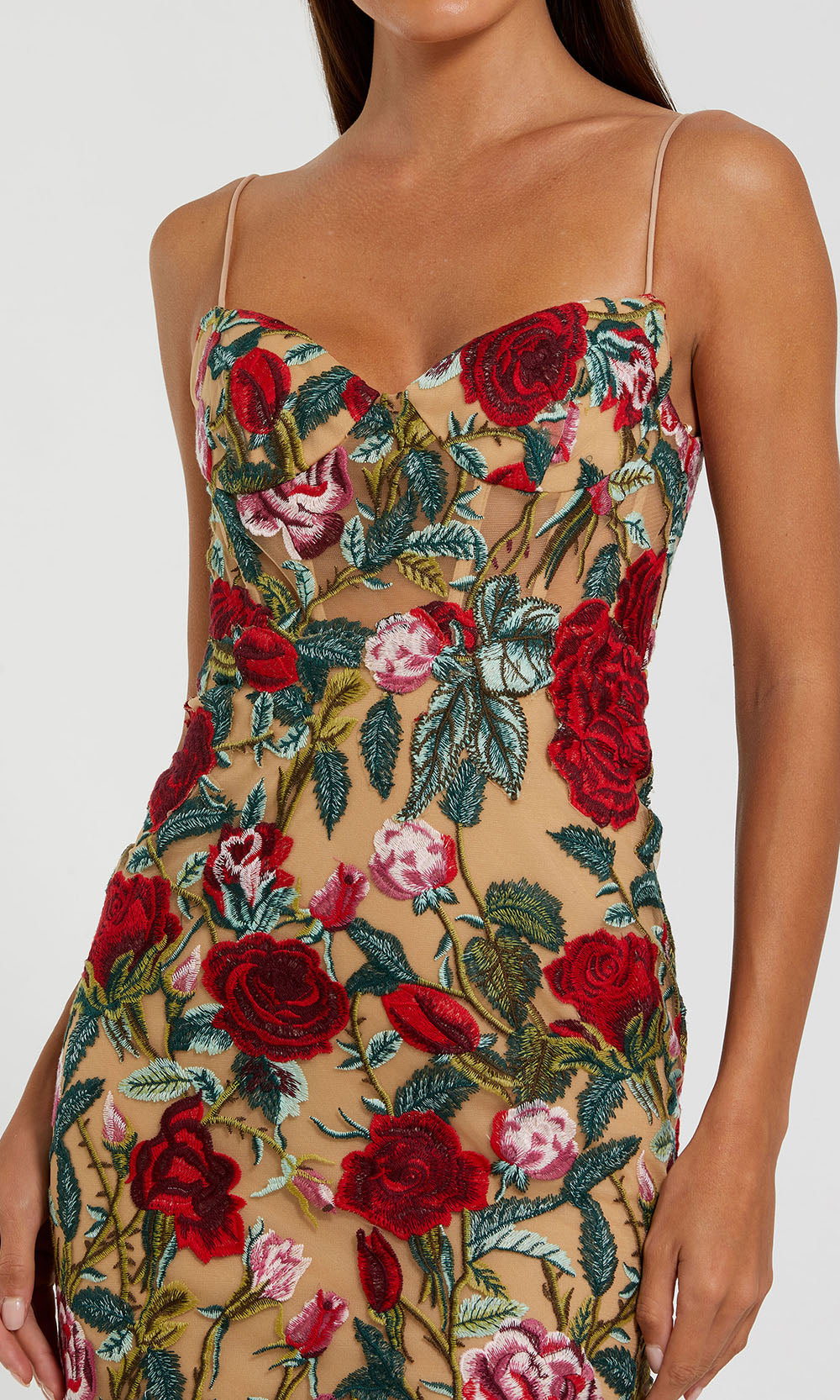 Ieena Duggal 68884 - Sweetheart Spaghetti Strap Floral Gown Evening Dresses