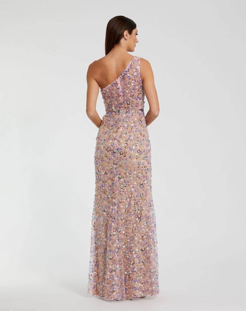Mac Duggal 68889 - Sequin Embellished Asymmetric Fitted Dress Prom Dresses in Pink and Multi