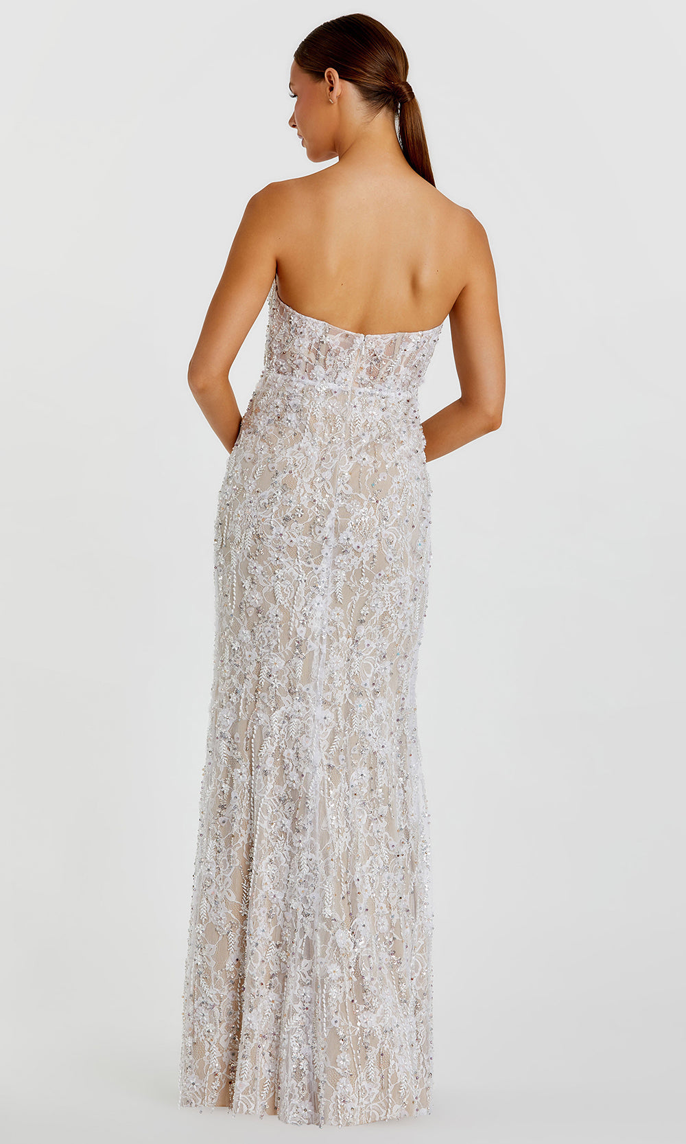 Mac Duggal 68893 - Strapless Evening Gown with Beaded Applique Prom Dresses in White and Neutral