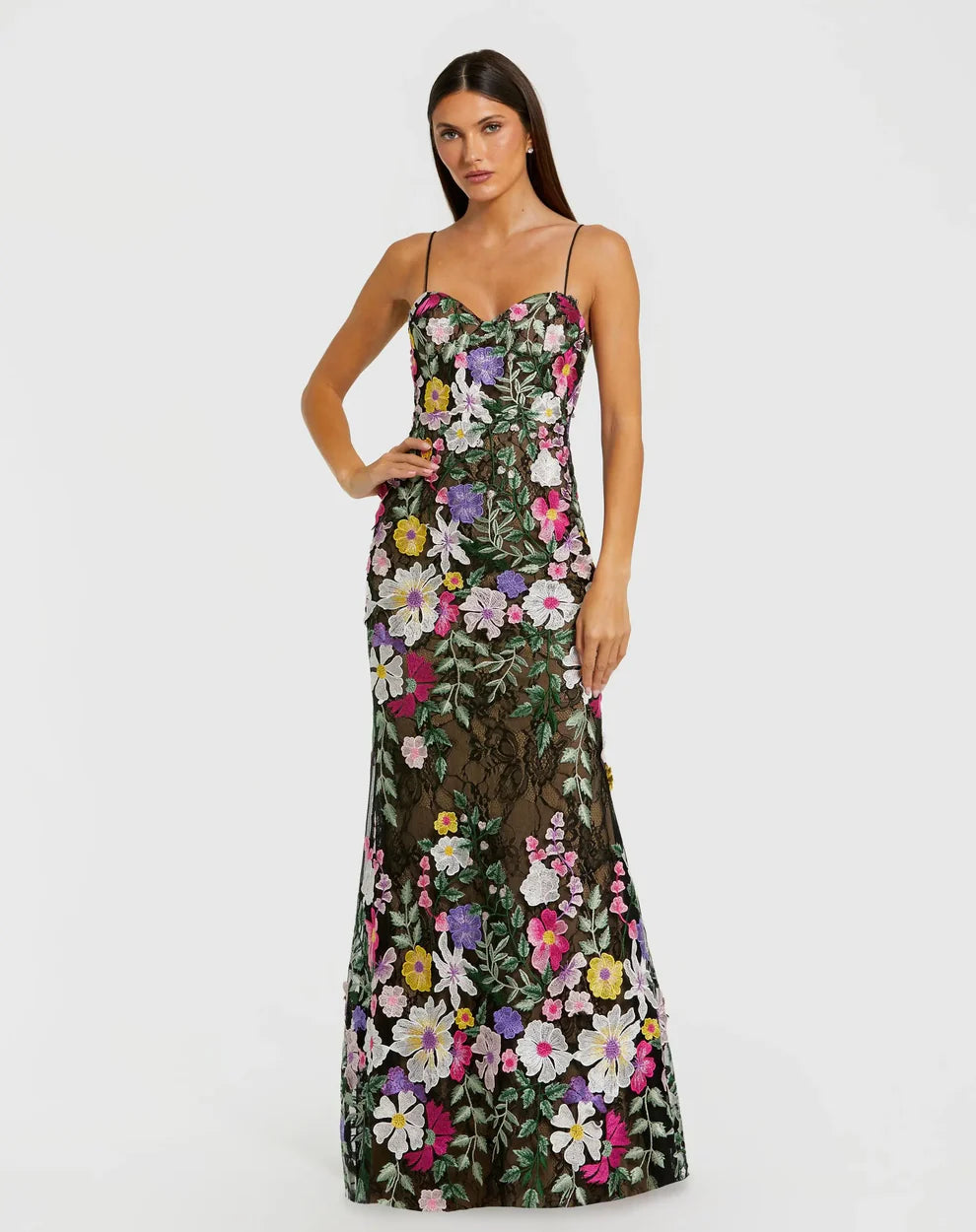 Mac Duggal 68897 - Spaghetti Strap Floral Sheath Dress