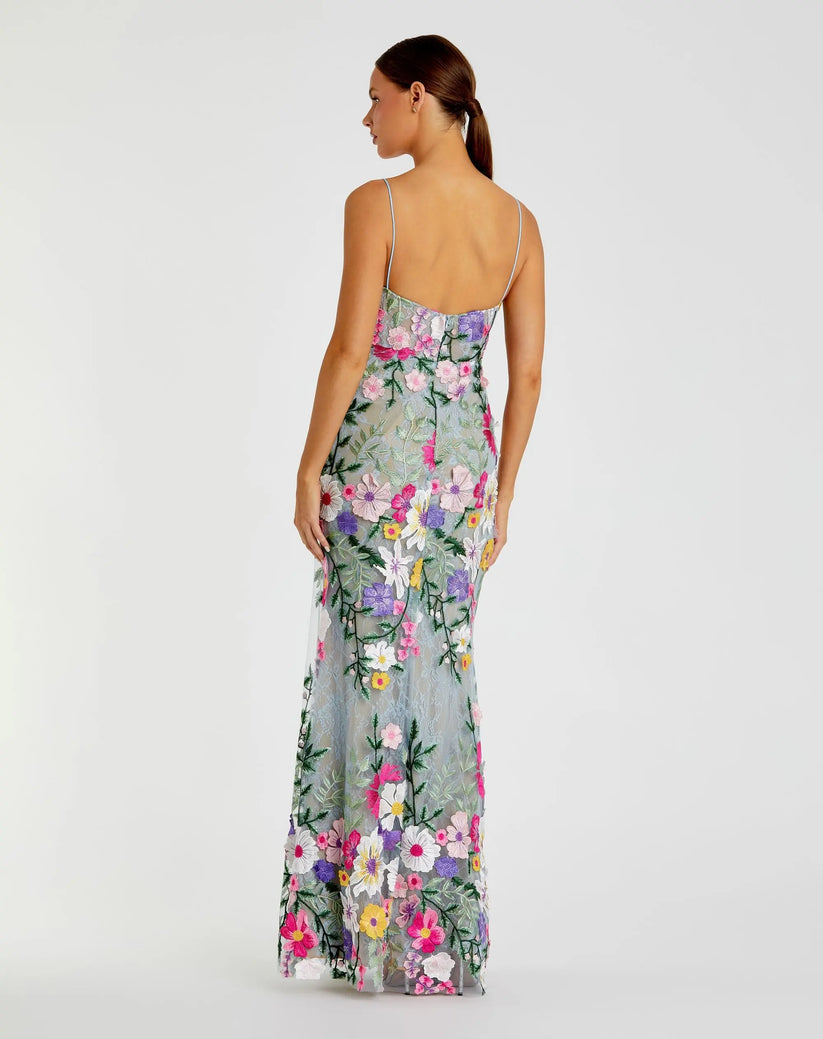 Mac Duggal 68897 - Spaghetti Strap Floral Sheath Dress Prom Dresses in Green and Multi