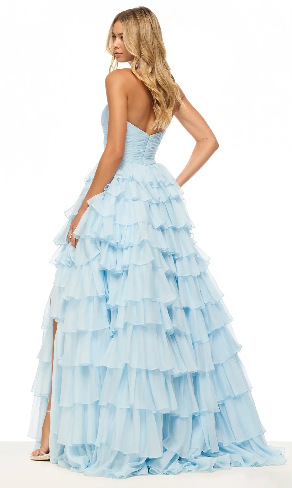 Sherri Hill 57424 - Tiered Strapless Gown with Front Slit Prom Dresses