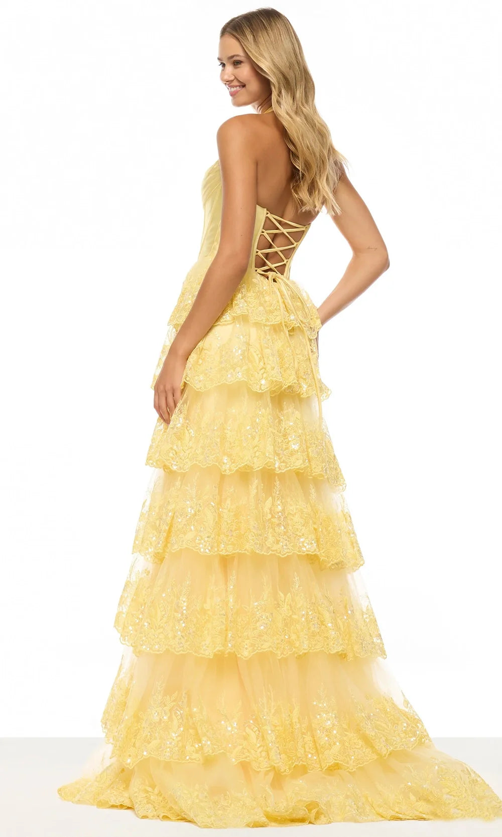 Sherri Hill 57566 - Scallop Lace A-Line Gown with Slit Prom Dresses