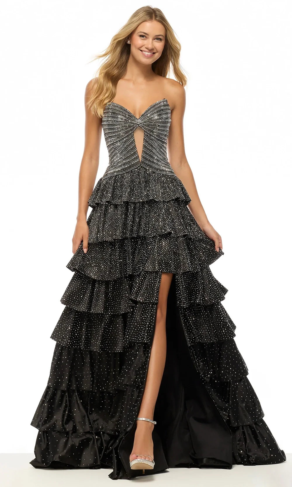 Sherri Hill 57700 - Sparkling Tiered Evening Gown with Slit Prom Dresses