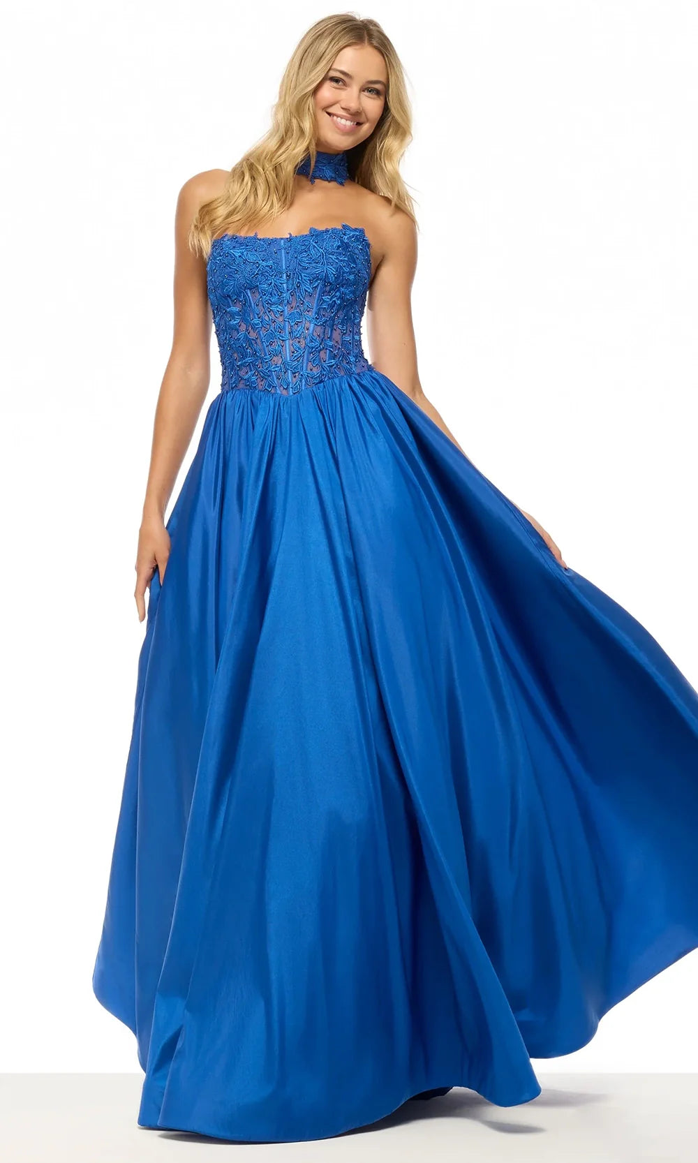 Sherri Hill 57715 - Straight Neckline Taffeta Gown with Choker Prom Dresses