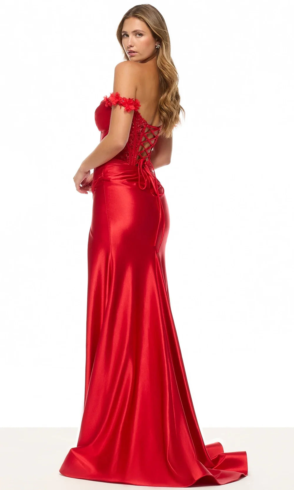 Sherri Hill 57679 - Sweetheart Satin Gown with Floral Detail Prom Dresses