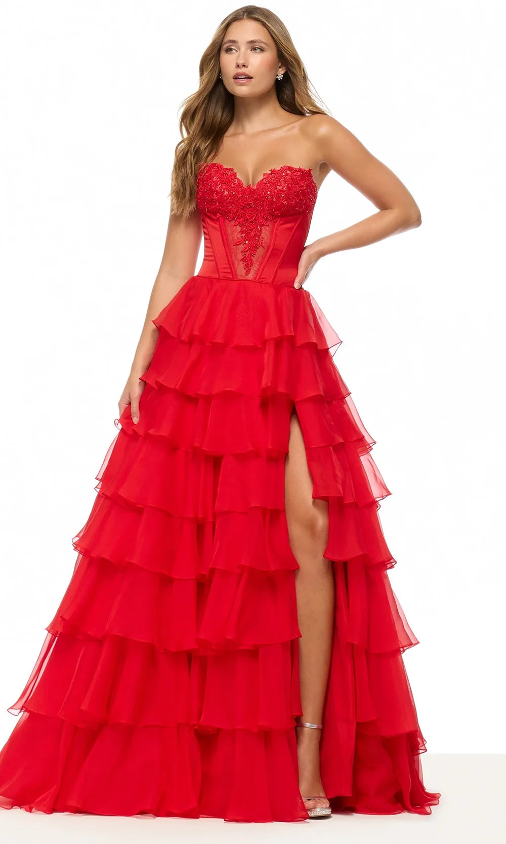 Sherri Hill 57714 - Ruffle Layered Strapless Prom Gown Prom Dresses