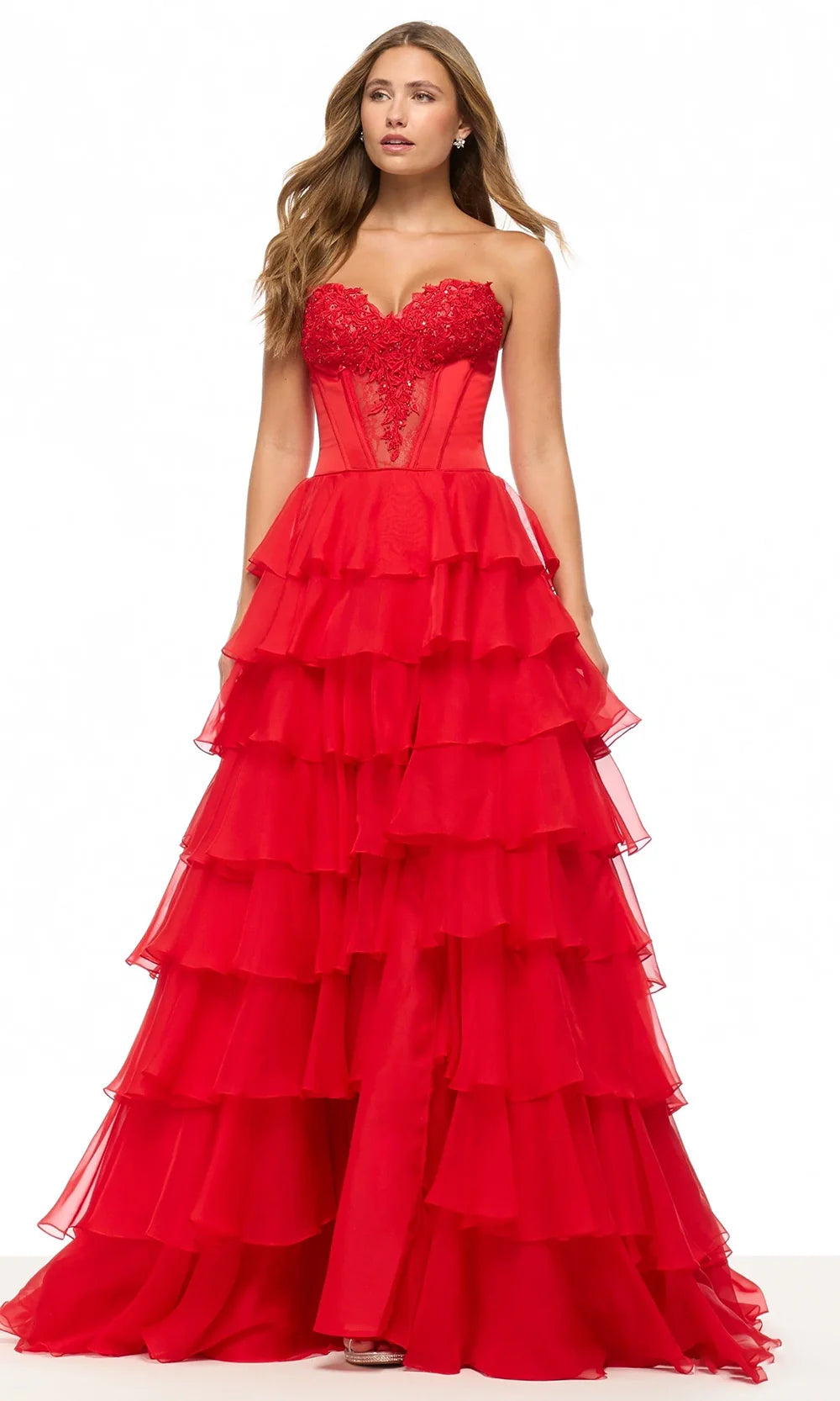 Sherri Hill 57714 - Ruffle Layered Strapless Prom Gown Prom Dresses