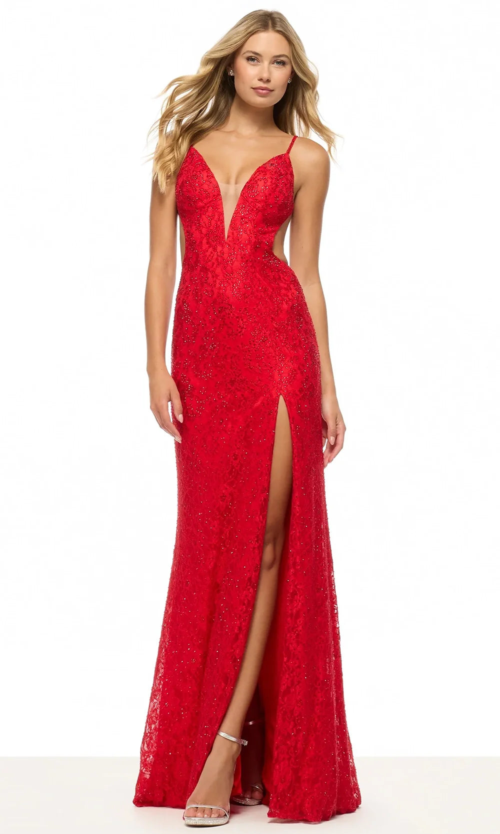 Sherri Hill 57744 - Beaded Lace Tie Open Back Dress Prom Dresses
