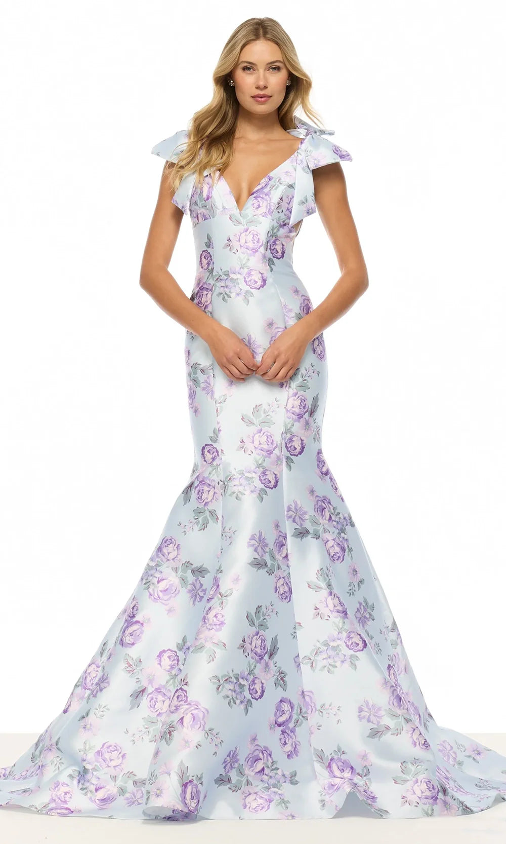 Sherri Hill 57854 - V-Neckline Empire Waist Floral Gown Prom Dresses