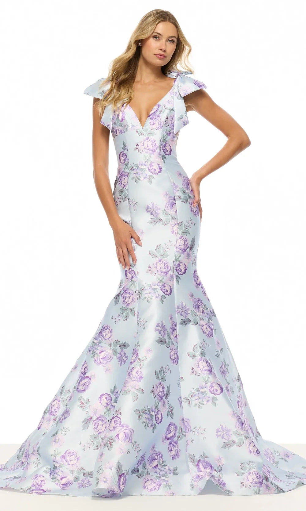 Sherri Hill 57854 - V-Neckline Empire Waist Floral Gown Prom Dresses
