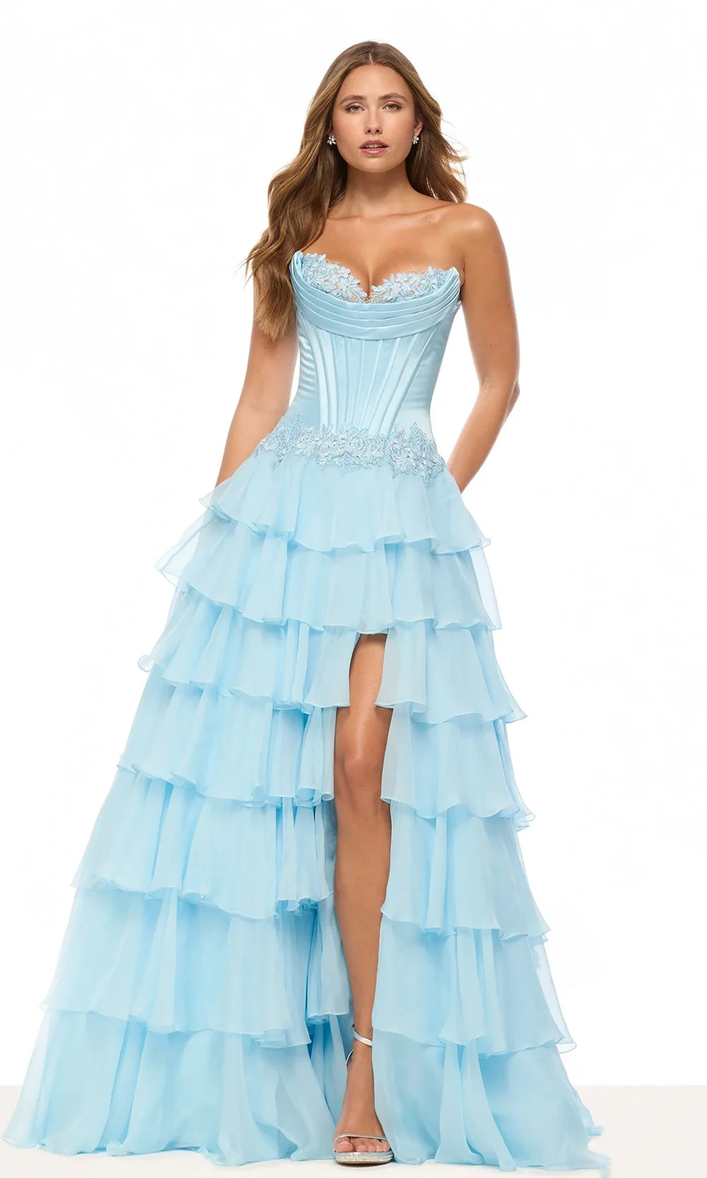Sherri Hill 57868 - Lace Applique Ruffle Dress