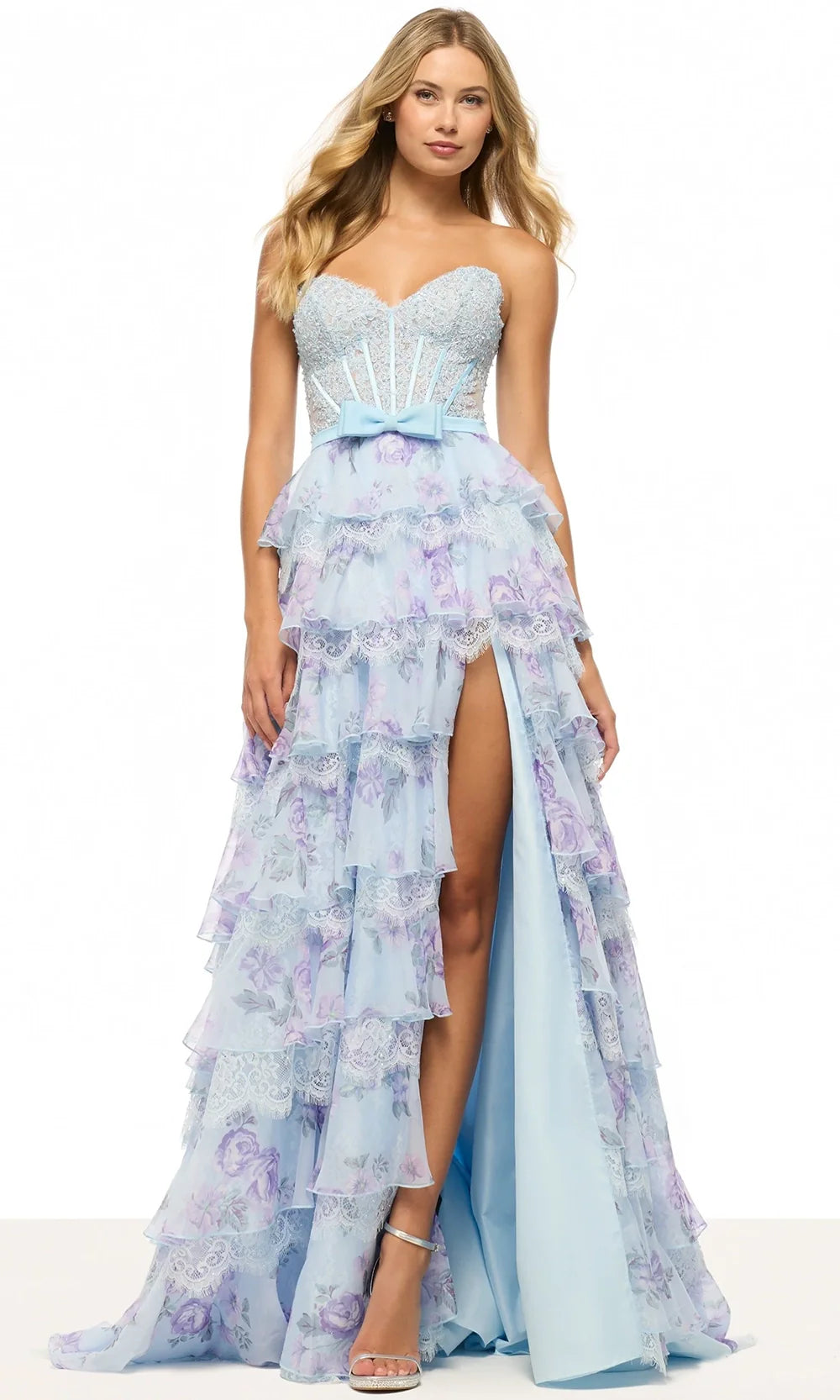 Sherri Hill 57908 - Embroidered Top A-Line Ruffle Gown Prom Dresses
