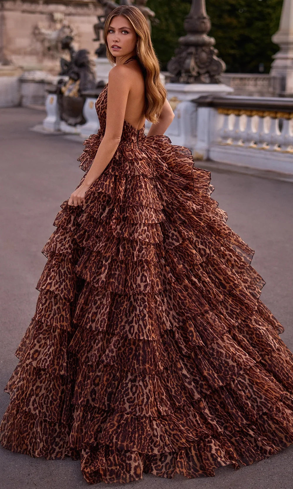 Sherri Hill 57488 - Plunging Halter Printed Evening Ballgown Prom Dresses