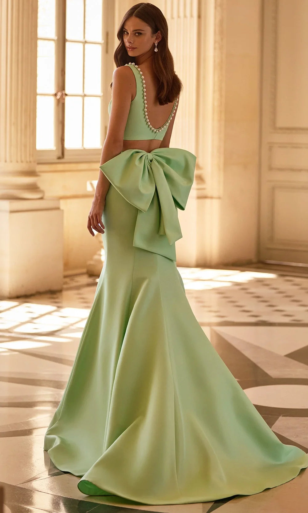 Sherri Hill 57616 - Square Neck Taffeta Gown with Back Bow Prom Dresses