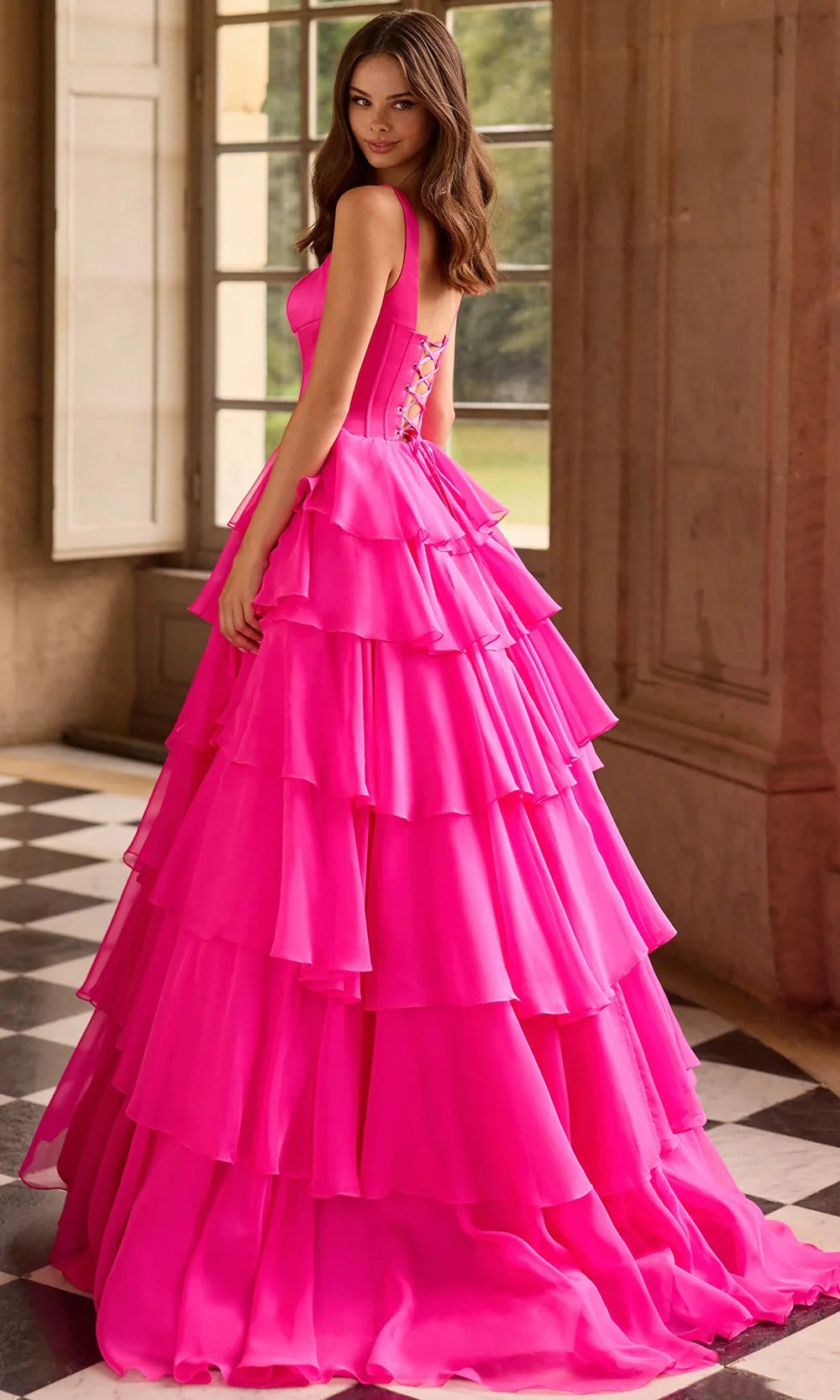 Sherri Hill 57625 - Square Neck Ruffle Evening Gown Prom Dresses