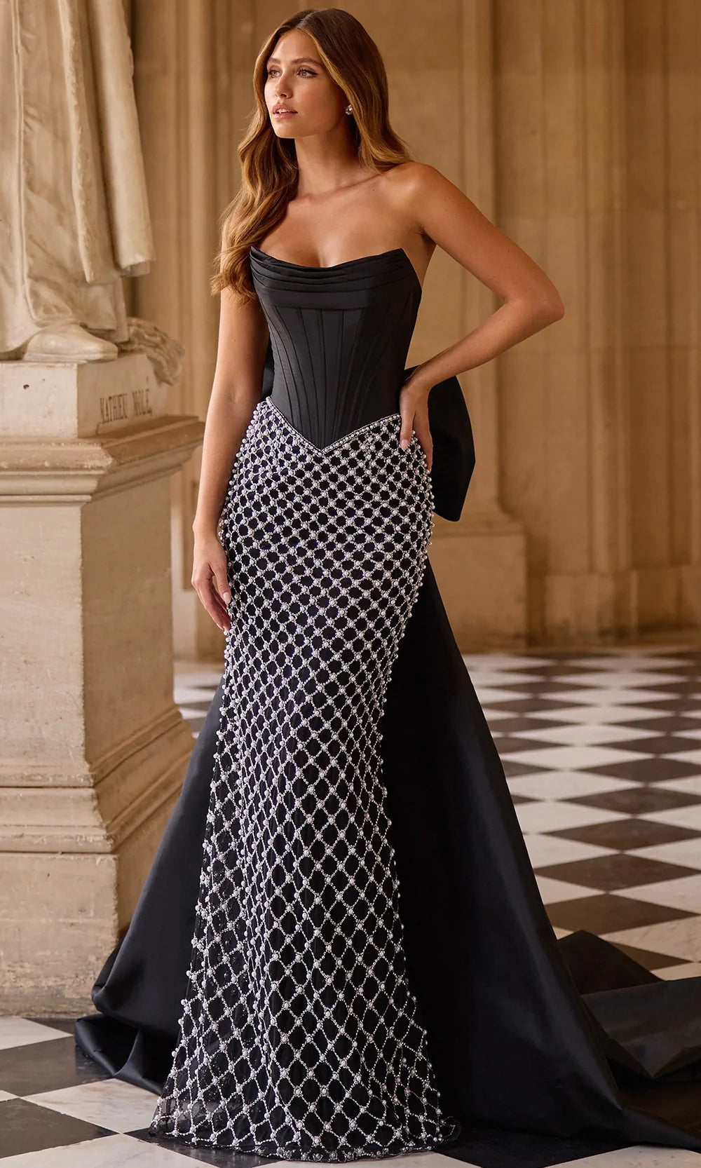 Sherri Hill 57671 - Beaded Pearl Skirt Strapless Long Gown Prom Dresses