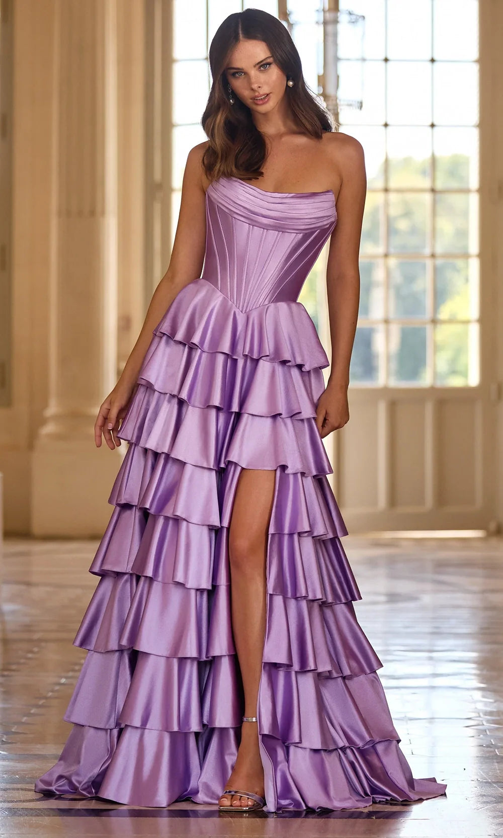 Sherri Hill 57686 - Ruffled A-Line Dress with Slit Prom Dresses