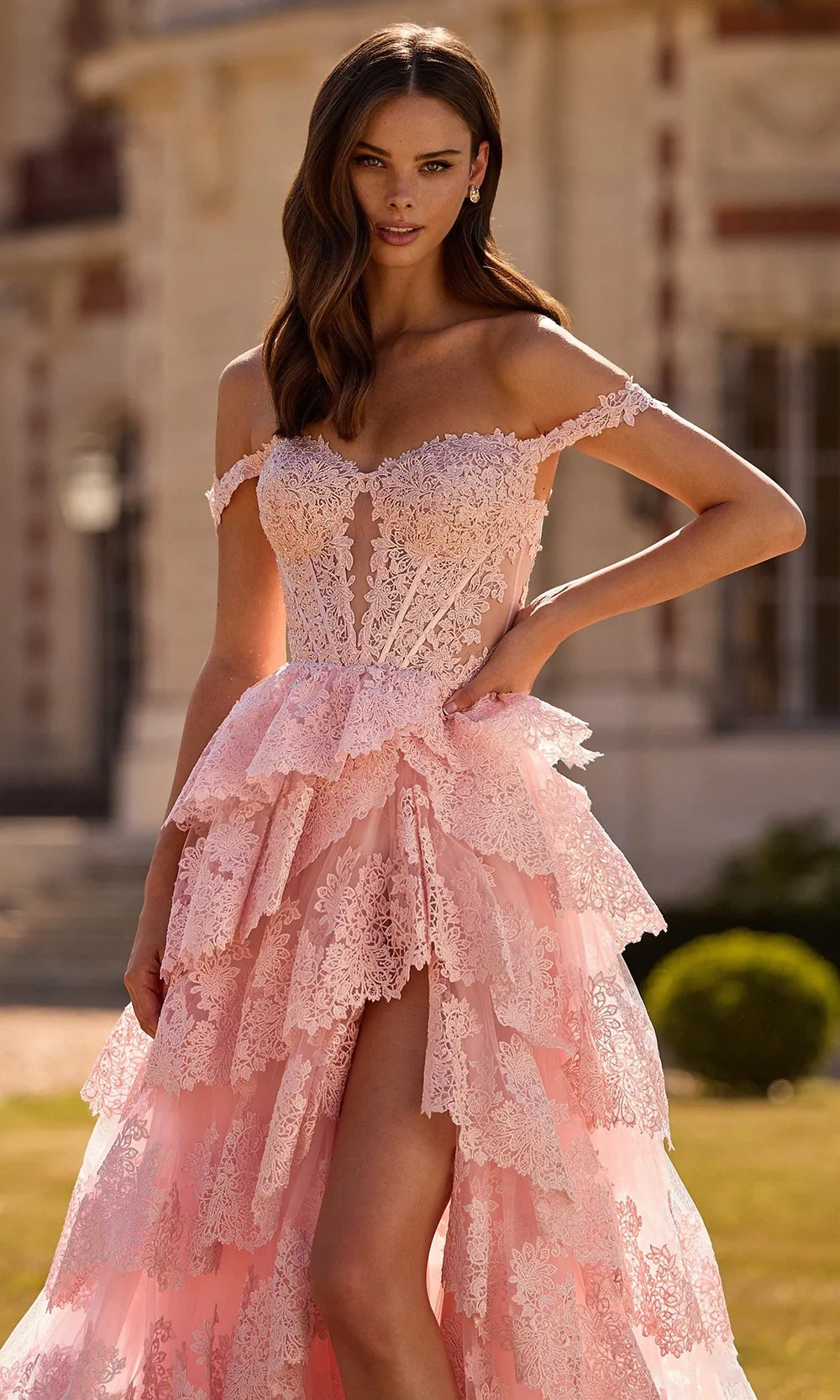Sherri Hill 57699 - Scallop Lace Off Shoulder Evening Gown Prom Dresses