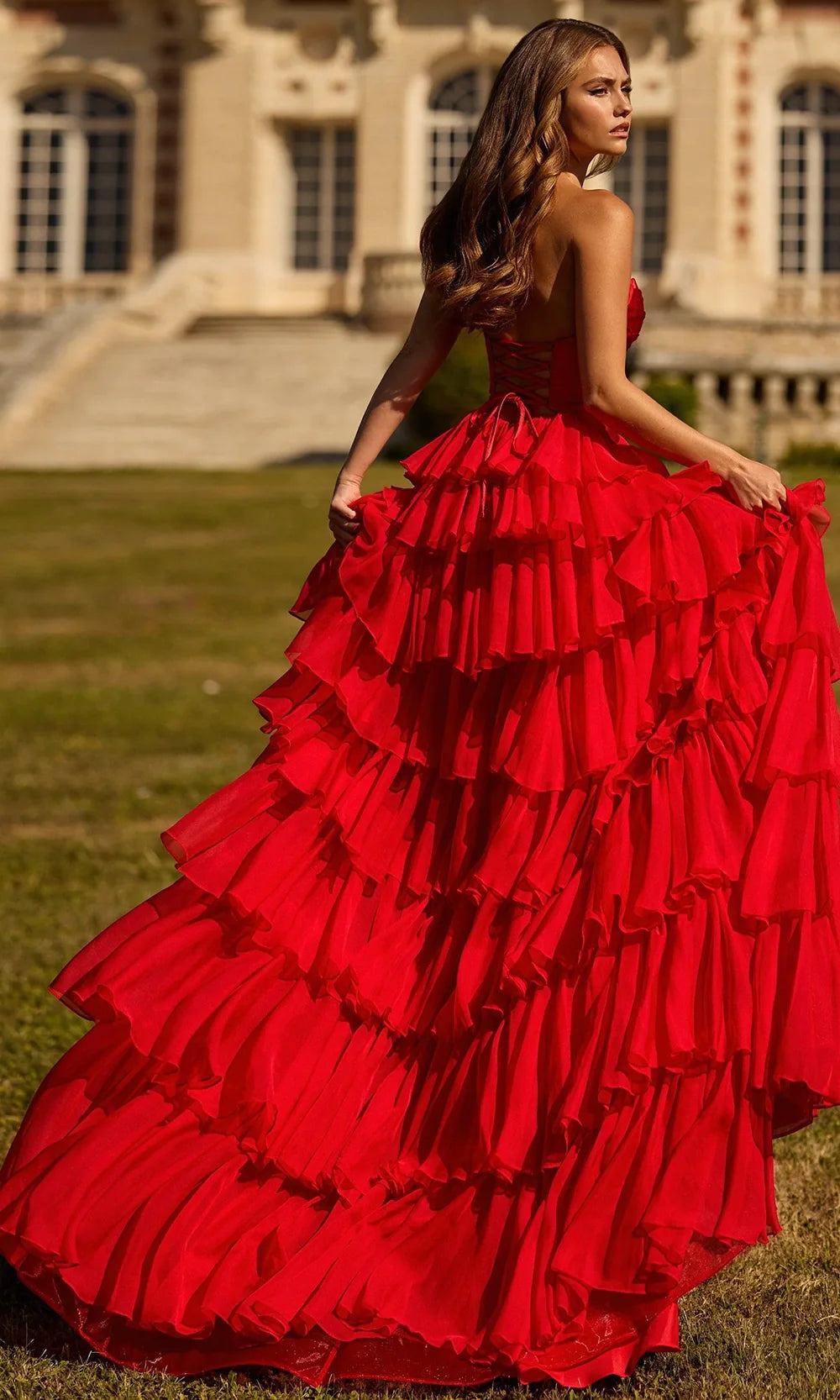 Sherri Hill 57705 - Sweetheart Ruffle Gown with Cutouts Prom Dresses