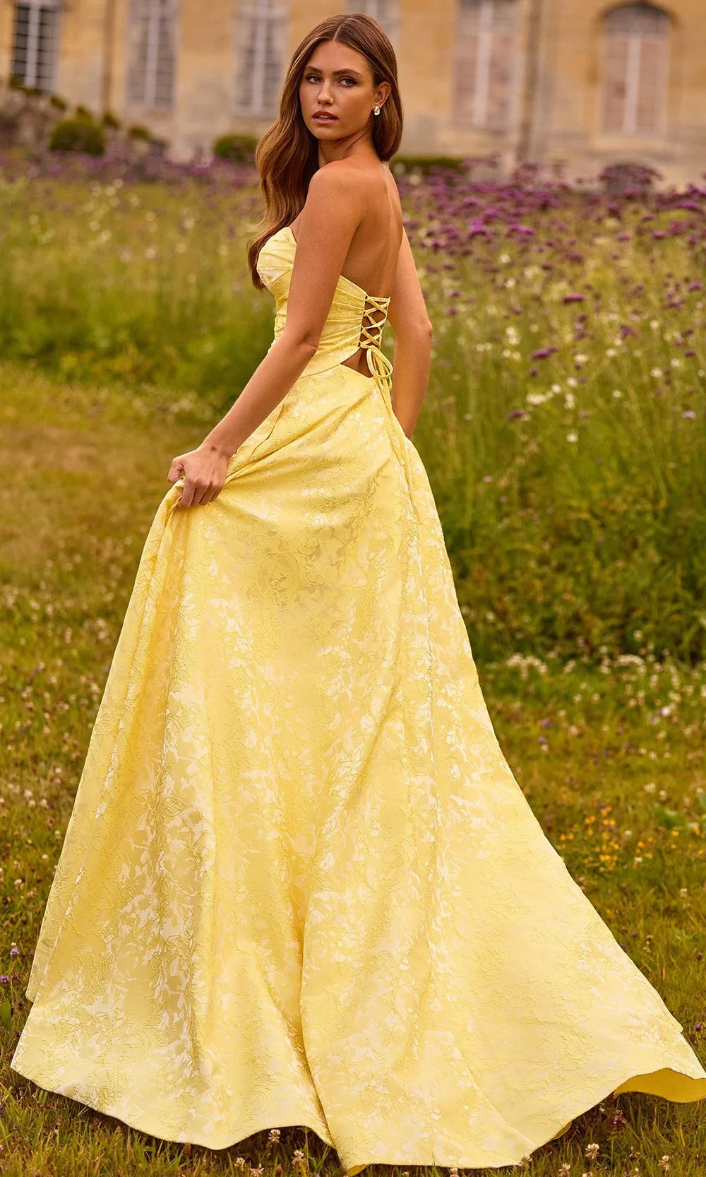 Sherri Hill 57710 - Cutout Strapless Brocade Gown Prom Dresses