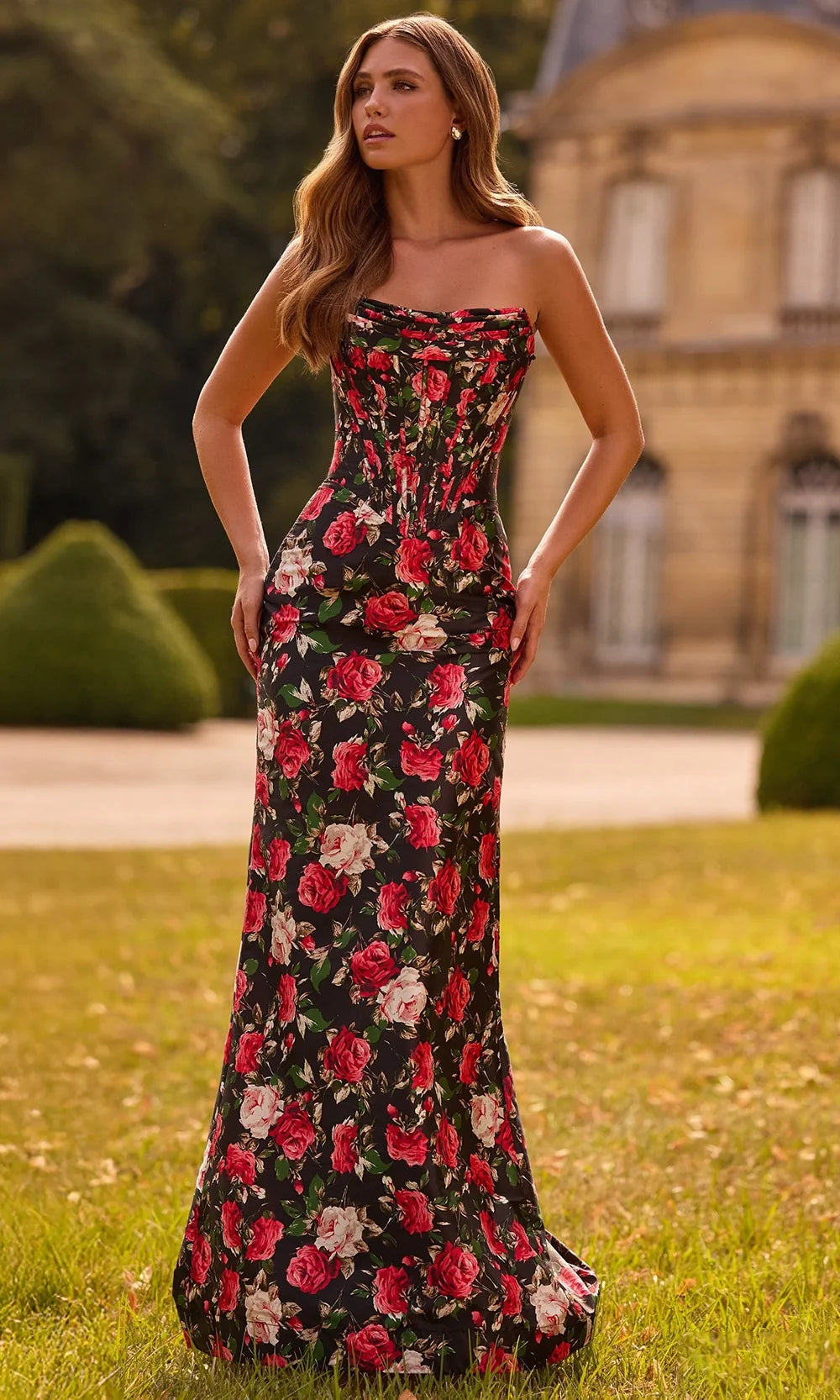 Sherri Hill 57719 - Corset Bodice Floral Evening Gown Prom Dresses
